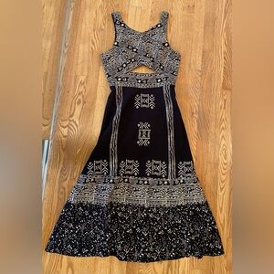 Free People midi black white print wedding guest dress